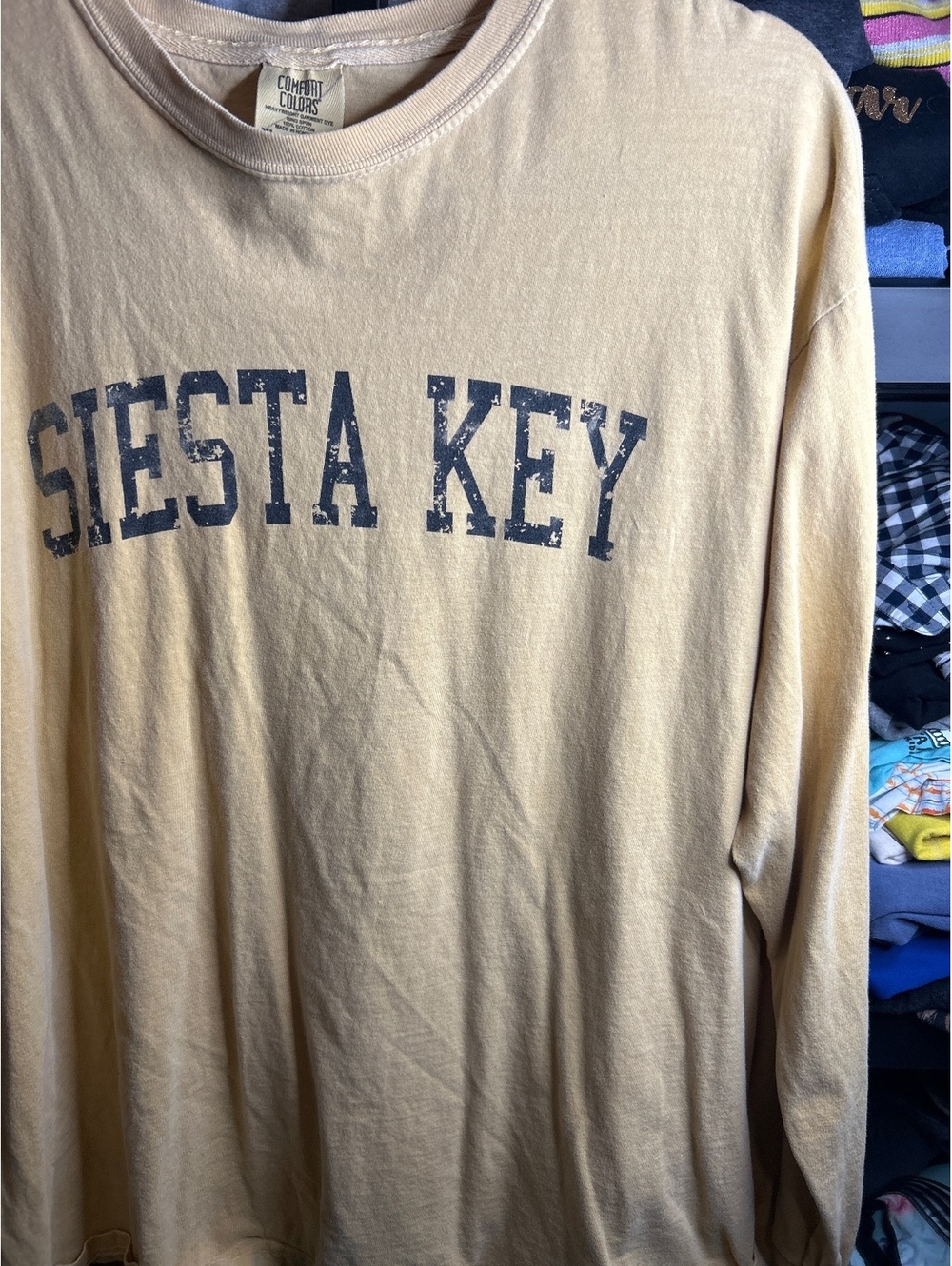 Comfort Colors Siesta Key Long Sleeve T-Shirt Beige Size Large